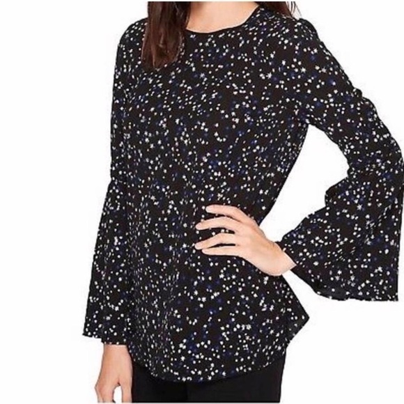 MICHAEL Michael Kors Purple Stars Print Bell Sleeve Tunic Blouse Top Size Medium - Picture 12 of 12